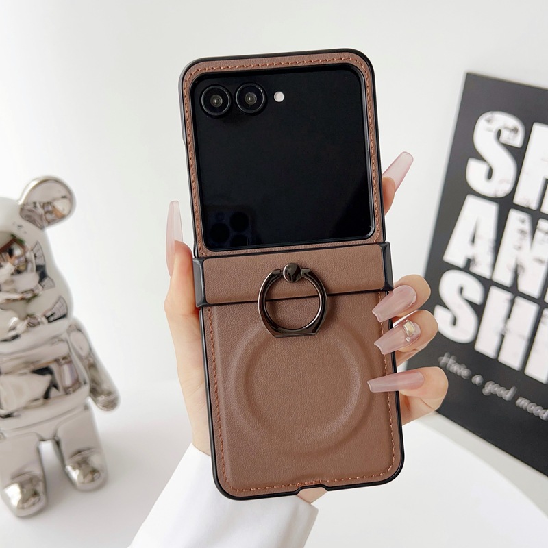 Phone Accessories Ring - Capa de Couro com Suporte Magnético