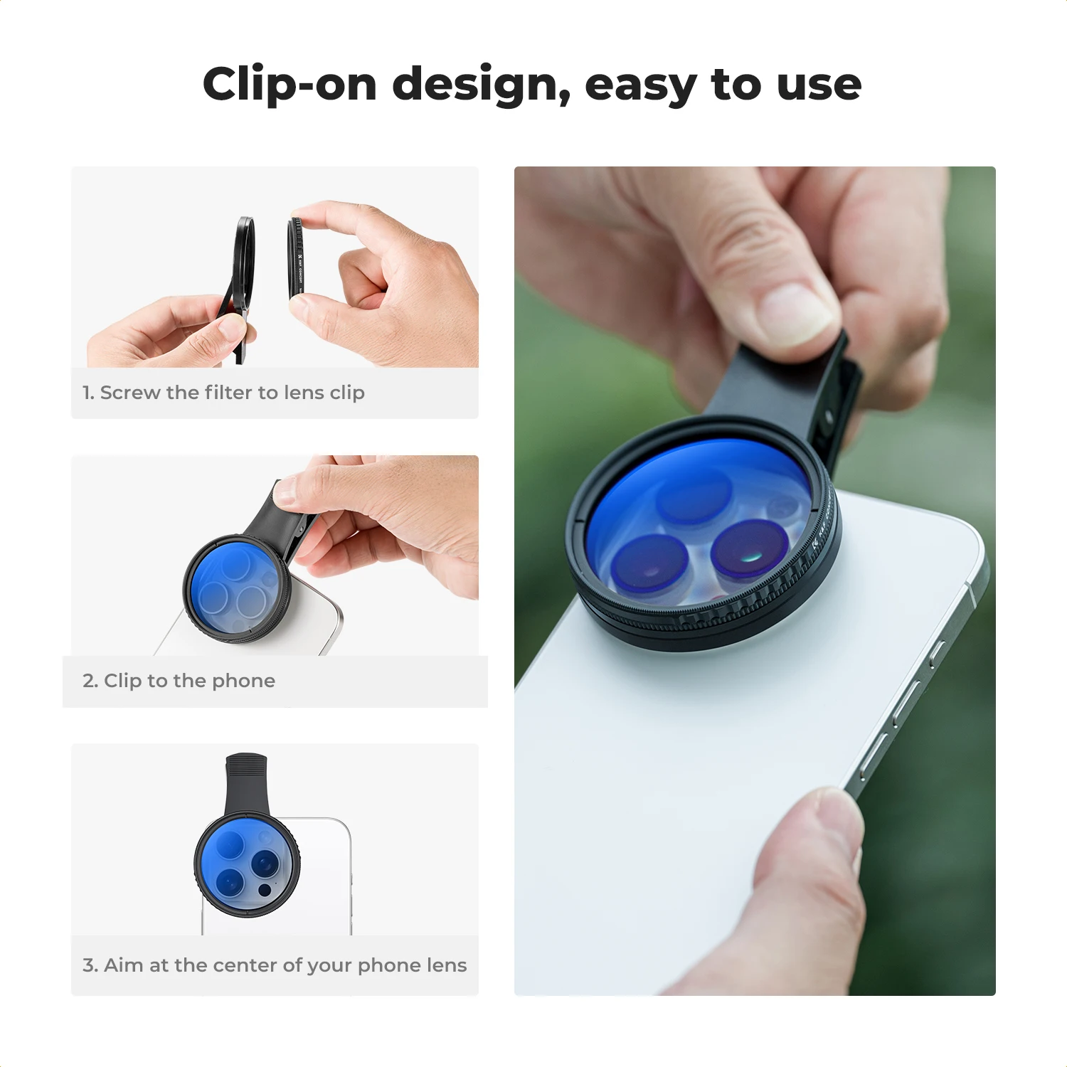 K&F CONCEPT Filtro CPL polariz - Lens Camera Clip avaliação e preço